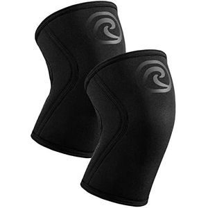 Rehband kniebandage van 7 mm neopreen, kniebandage voor krachttraining en gewichtheffen, stabiliseert het kniegewricht en verwarmt de spieren, unisex, Kleur:Carbon/Zwart - 1 Paar, Maat:S