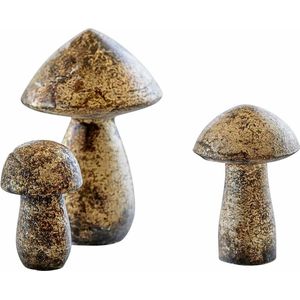 LOBERON Decoratieve paddenstoel set van 3 Dew koper