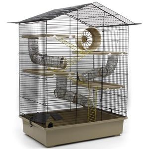 ZooPaul Knaagdierenkooi XXL ca. 67x49x32cm met accessoires beige muis hamster kooi ratten NIEUW