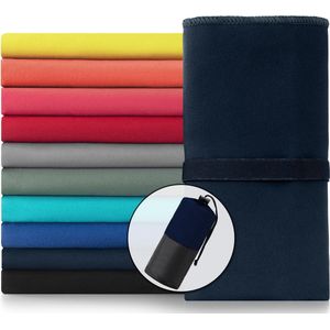 Blumtal 2-PACK Sneldrogende Microvezel Handdoek - Lichte en Compacte Handdoeken Voor Fitness, Reizen, Kamperen, Backpacken, De Sauna, Zwemmen en Het Strand, Microfiber Towel, 180 x 90cm & 80 x 40cm, Donker Oceaan Blauw