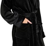 Blumtal Badjas Unisex - Dames en Heren Badjas - Fleece Badjas met Capuchon - met Zakken - Zwart - Maat S