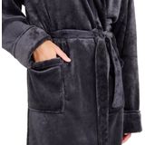 Blumtal - Badjas - Antraciet - Unisex - Fleece Badjas met Capuchon en Zakken