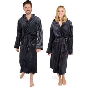 Blumtal - Badjas - Antraciet - Unisex - Fleece Badjas met Capuchon en Zakken