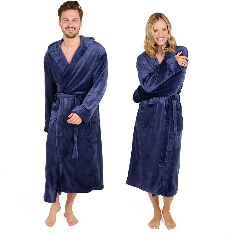 Blumtal - Unisex - Badjas - Donkerblauw - Fleece met Capuchon en Zakken