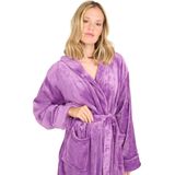 Blumtal Badjas Unisex - Dames en Heren Badjas - Fleece Badjas met Capuchon - met Zakken - Lila - Maat L