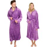 Blumtal Badjas Unisex - Dames en Heren Badjas - Fleece Badjas met Capuchon - met Zakken - Lila - Maat L