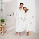 Blumtal Badjas Unisex - Dames en Heren Badjas - Fleece Badjas met Capuchon - met Zakken - Gebroken Wit - Maat S