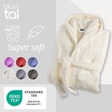 Blumtal Badjas Unisex - Dames en Heren Badjas - Fleece Badjas met Capuchon - met Zakken - Gebroken Wit - Maat S