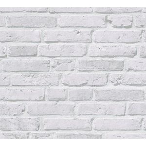 Steen tegel behang Profhome 942832-GU vliesbehang glad met natuur patroon mat grijs 5,33 m2