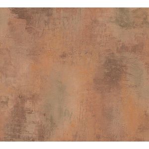Pleister-look behang Profhome 953913-GU vliesbehang glad in spachtelputz look mat bruin oranje grijs 5,33 m2