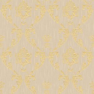 Barok behang Profhome 306582-GU textiel behang gestructureerd in barok stijl glanzend goud beige 5,33 m2