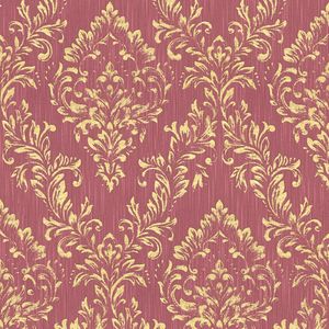 Barok behang Profhome 306596-GU textiel behang gestructureerd in barok stijl glanzend goud rood 5,33 m2