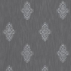 Barok behang Profhome 319464-GU textiel behang licht gestructureerd in barok stijl mat blauw zilver 5,33 m2