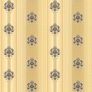 Barok behang Profhome 330841-GU vliesbehang licht gestructureerd in barok stijl mat goud zwart 5,33 m2