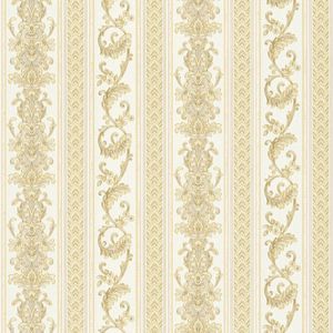 Barok behang Profhome 335473-GU vliesbehang licht gestructureerd in barok stijl mat goud crèmewit 5,33 m2