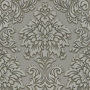Barok behang Profhome 368981-GU vliesbehang licht gestructureerd in barok stijl glinsterend grijs zilver beige 5,33 m2