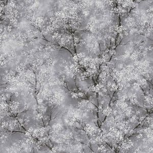 Bloemen behang Profhome 374201-GU vliesbehang glad in aquarel stijl glinsterend grijs zwart wit 5,33 m2