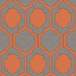 Grafisch behang Profhome 374793-GU vliesbehang licht gestructureerd met grafisch patroon mat oranje grijs beige 5,33 m2