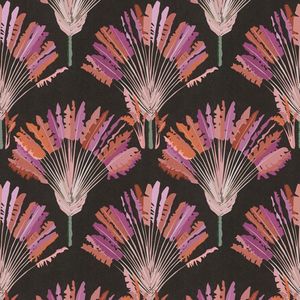 Natuur behang Profhome 377083-GU vliesbehang glad met bloemmotief mat zwart oranje paars roze 5,33 m2