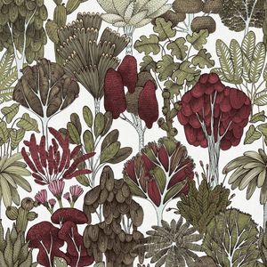 Natuur behang Profhome 377572-GU vliesbehang glad met bloemmotief mat groen geel wit rood 5,33 m2