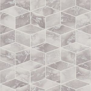 Grafisch behang Profhome 378631-GU vliesbehang glad met grafisch patroon glinsterend zilver grijs wit 5,33 m2
