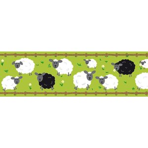 Dieren patroon behang Profhome 403733-GU zelfklevende behangrand licht gestructureerd met dieren patroon mat groen zwart wit bruin 0,75 m2