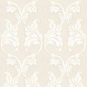 Textiel look behang Profhome 956287-GU textiel behang gestructureerd in textiel look mat beige crèmewit goud 5,33 m2