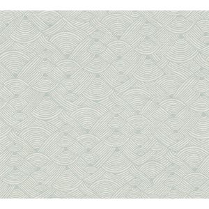 Etnisch behang Profhome 387423-GU vliesbehang hardvinyl warmdruk in reliëf licht gestructureerd in etnisch stijl mat groen wit mintgroen 5,33 m2
