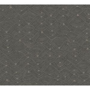 Etnisch behang Profhome 387426-GU vliesbehang hardvinyl warmdruk in reliëf licht gestructureerd in etnisch stijl mat zwart bruin grijs 5,33 m2
