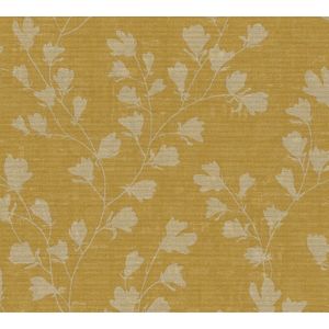 Bloemen behang Profhome 387471-GU vliesbehang hardvinyl warmdruk in reliëf licht gestructureerd met bloemmotief mat geel goud okergeel 5,33 m2