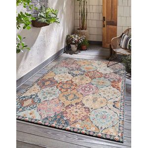 the carpet Palma – Indoor & Outdoor vloerkleed, weerbestendig & onderhoudsvriendelijk, patchwork met oosters motief in multicolor, 80 x 150 cm
