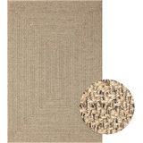 the carpet Kansas - stevige binnen- en buitentapijt in natuurlijke jute-look, weerbestendig, geschikt voor terras en tuin, ruitpatroon, Natuur, 80 x 150 cm
