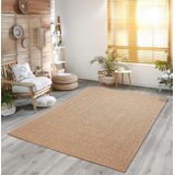 the carpet Kansas - stevige binnen- en buitentapijt in natuurlijke jute-look, weerbestendig, geschikt voor terras en tuin, ruitpatroon, Natuur, 80 x 150 cm