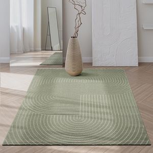 the carpet Santo Plus Modern tapijt, hoogwaardig tapijt, voor woonkamer, slaapkamer, groen, boho-tapijt, 120 x 160 cm, van polypropyleen