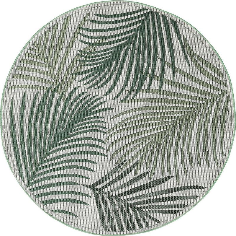 the carpet Machka - robuust buitentapijt, modern design, weerbestendig & UV-bestendig, voor balkon, terras en serre, ook geschikt voor keuken of eetkamer, palmboom, 160x160 round