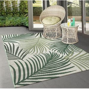 the carpet Machka - Robuust outdoor tapijt, modern design, weerbestendig en uv-bestendig, voor balkon, terras en serre, ook geschikt voor keuken of eetkamer, palm, 200 x 280 cm