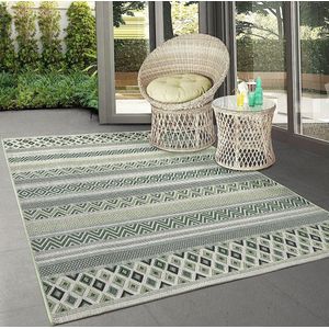 the carpet Machka - Robuust outdoor tapijt, modern design, weerbestendig en uv-bestendig, voor balkon, terras en serre, ook geschikt voor keuken of eetkamer, groen, 200 x 280 cm