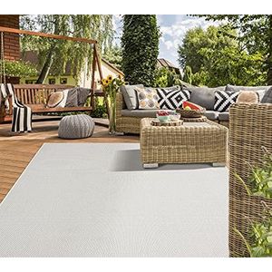 Mia's Teppiche Lara Outdoortapijt voor balkon, terras, serre, weerbestendig, uv-bestendig, plat geweven, crème, 80 x 150 cm