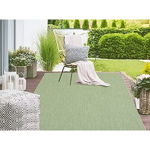 Mia's Teppiche Lara outdoortapijt voor balkon, terras, serre, weerbestendig, uv-bestendig, plat geweven, groen, 60 x 110 cm