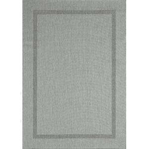 the carpet Mistra - robuust outdoor tapijt, modern, weerbestendig en uv-bestendig, voor balkon, terras en serre, maar ook geschikt voor de keuken, plat geweven, rand, grijs, 120 x 170 cm