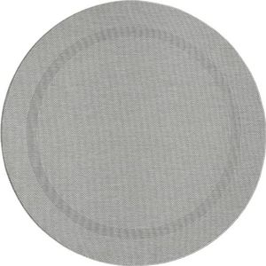 Mia's Teppiche Lara Platgeweven tapijt voor binnen en buiten, uv- en weerbestendig, grijs 120 cm rond 100% polypropyleen 15 cm