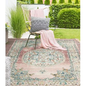 the carpet Palma, Robuust outdoor tapijt, modern design, weerbestendig en uv-bestendig, voor balkon, terras en serre, maar ook geschikt voor keuken of eetkamer, roze, 80 x 150 cm