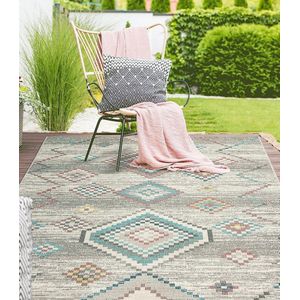 the carpet Palma, Robuust outdoor tapijt, modern design, weerbestendig en uv-bestendig, voor balkon, terras en serre, maar ook geschikt voor keuken of eetkamer, crème, 80 x 150 cm