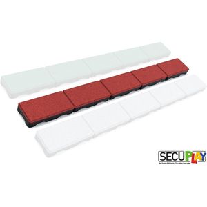 Secuplay Rubber Gazonrand - 100x10x3,6cm - Rood - Pakket van 3 stuks