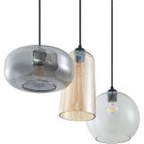 Lucande - hanglamp - 3 lichts - metaal, glas - E27 - helder, amber, rookgrijs