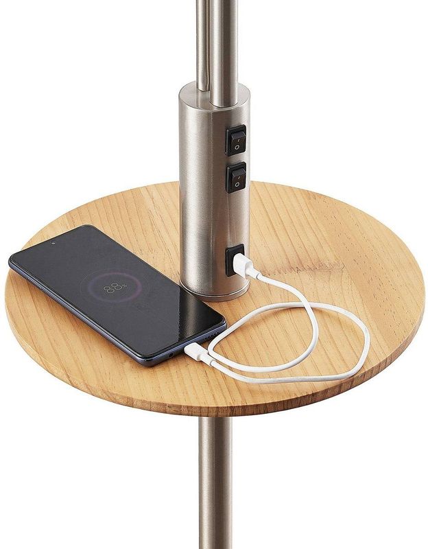 Lindby - Aovan Vloerlamp met USB - Nickel