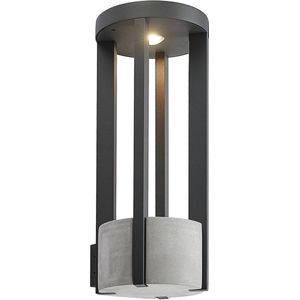 Lucande - LED wandlamp buiten - 1licht - aluminium, kunststof - H: 42 cm - donkergrijs (RAL 840-M) - Inclusief lichtbron