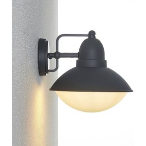 Lindby - Wandlamp buiten - 1licht - aluminium, kunststof - H: 22 cm - E27 - donkergrijs, opaalwit