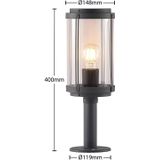 Lindby - Sokkellamp - 1licht - aluminium, polycarbonaat - H: 40 cm - E27 - donkergrijs, helder