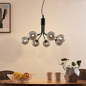 Lucande Wynona hanglamp, 7-lamps, zwart